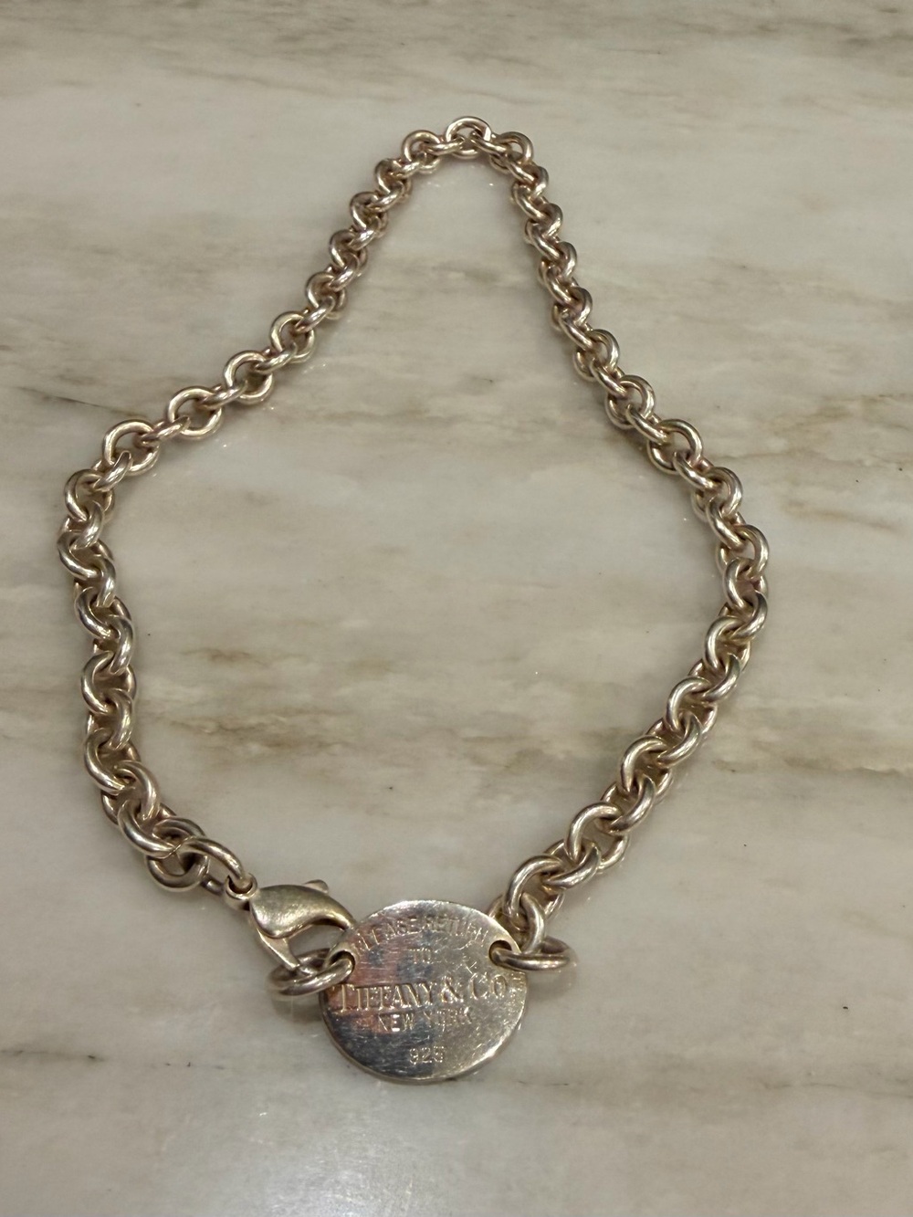 Tiffany & Co. Sterling Silver Round Tag Link Necklace